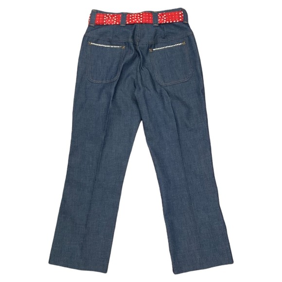 Vintage Rhinestones Embellished Belted Straight Jeans High Rise Size 28 Dolly - Picture 2 of 13